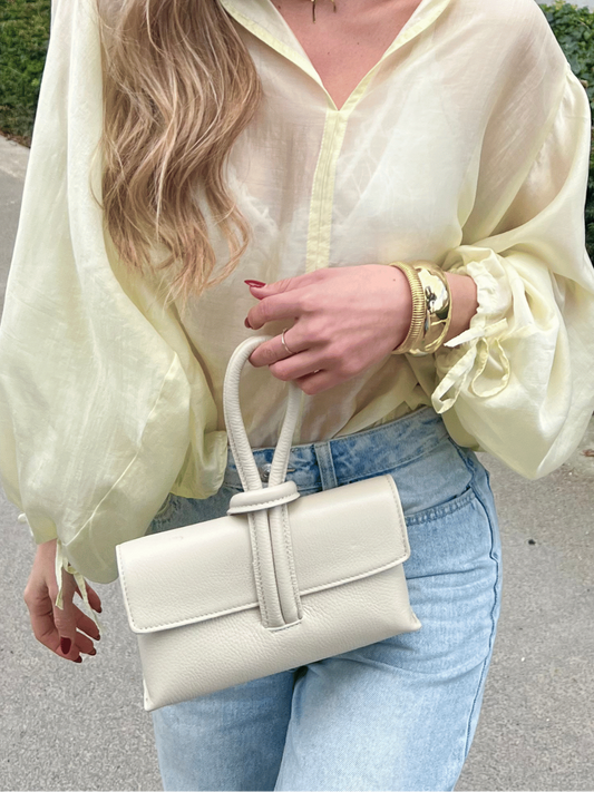 Sac Perla cuir grainé beige
